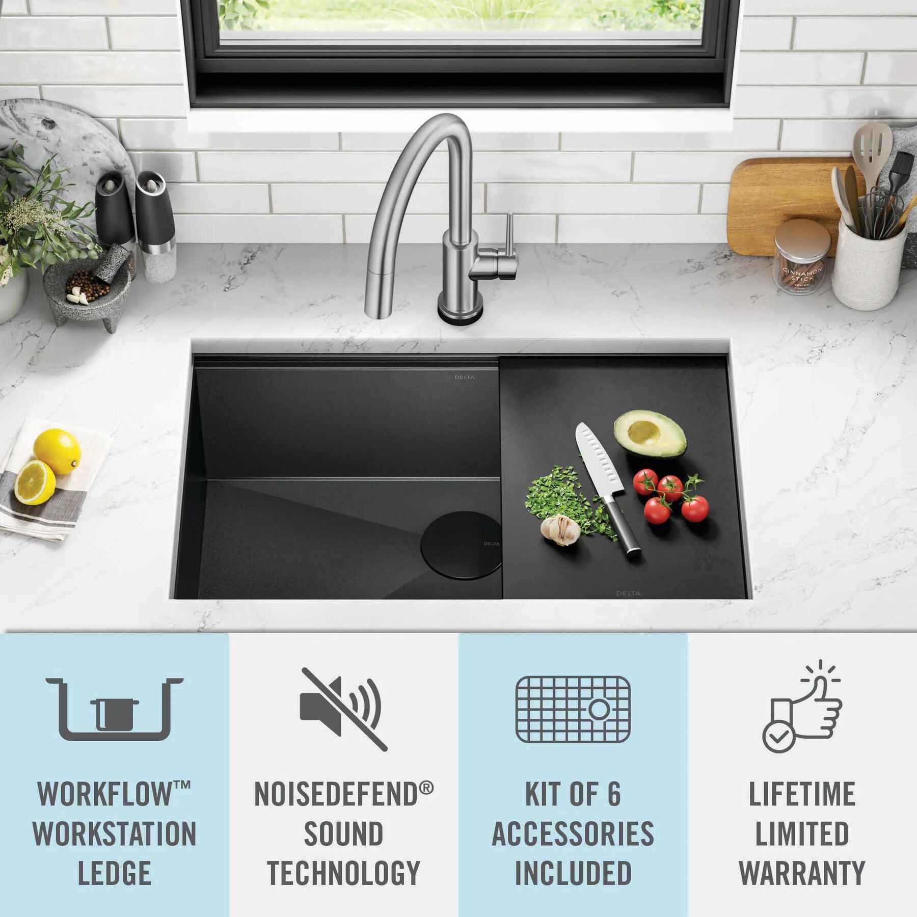 30&rdquo; Undermount 16 Gauge Workstation Kitchen Sink Single Bowl with WorkFlow&trade; Ledge and Accessories